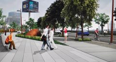 Artist's rendering of the proposed new east-west street for the south side of Liberty Village.